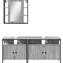 Vidaxl Ensemble d'armoires de salle de bain 3 pcs sonoma gris* Meuble Wc
