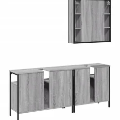 Vidaxl Ensemble d'armoires de salle de bain 3 pcs sonoma gris* Meuble Wc
