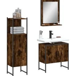 Vidaxl Ensemble d'armoires de salle de bain 3 pcs chêne fumé* Meuble Wc