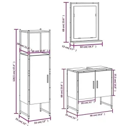 Vidaxl Ensemble d'armoires de salle de bain 3 pcs chêne fumé* Meuble Wc