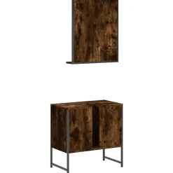 Vidaxl Ensemble d'armoires de salle de bain 2 pcs chêne fumé* Meuble Wc
