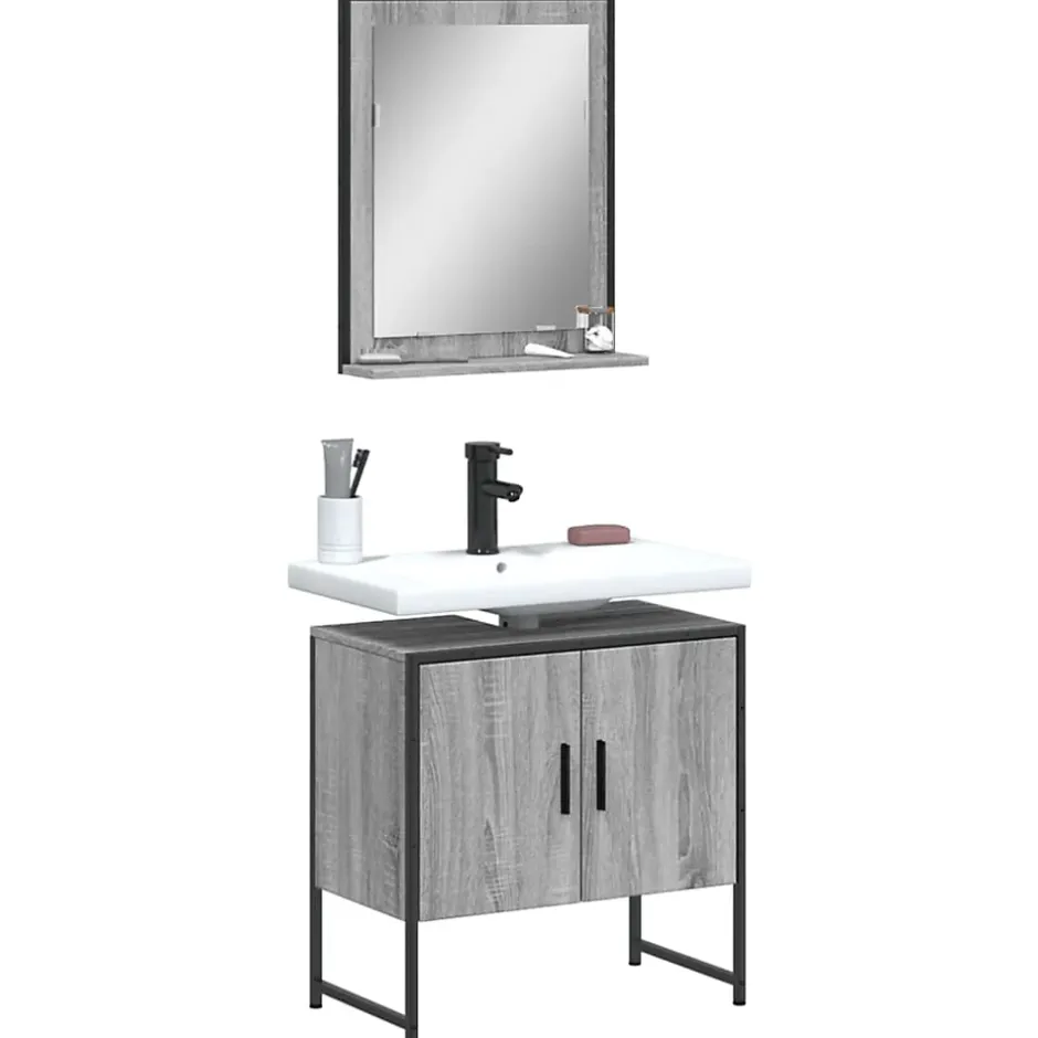 Vidaxl Ensemble d'armoires de salle de bain 2 pcs sonoma gris* Meuble Wc