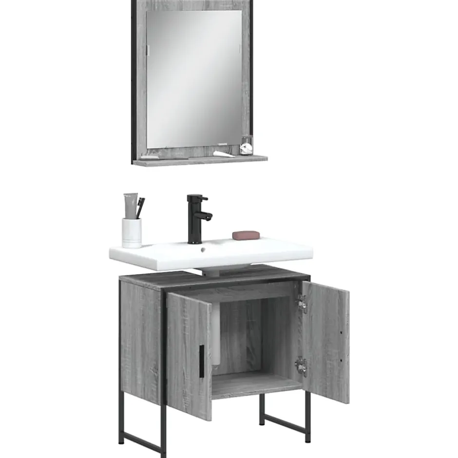 Vidaxl Ensemble d'armoires de salle de bain 2 pcs sonoma gris* Meuble Wc
