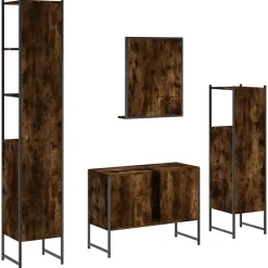Vidaxl Ensemble d'armoires de salle de bain 4 pcs chêne fumé* Meuble Wc