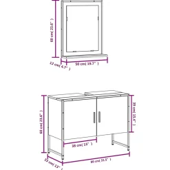 Vidaxl Ensemble d'armoires de salle de bain 2 pcs sonoma gris
