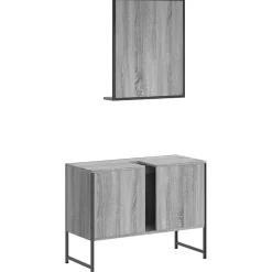 Vidaxl Ensemble d'armoires de salle de bain 2 pcs sonoma gris