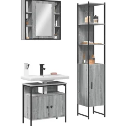 Vidaxl Ensemble d'armoires de salle de bain 3 pcs sonoma gris* Meuble Wc