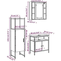 Vidaxl Ensemble d'armoires salle de bain 3 pcs noir bois d'ingénierie