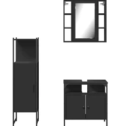 Vidaxl Ensemble d'armoires salle de bain 3 pcs noir bois d'ingénierie