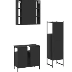 Vidaxl Ensemble d'armoires salle de bain 3 pcs noir bois d'ingénierie