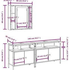 Vidaxl Ensemble d'armoires salle de bain 3 pcs noir bois d'ingénierie* Meuble Wc