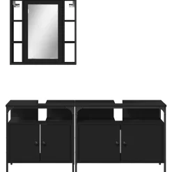 Vidaxl Ensemble d'armoires salle de bain 3 pcs noir bois d'ingénierie* Meuble Wc