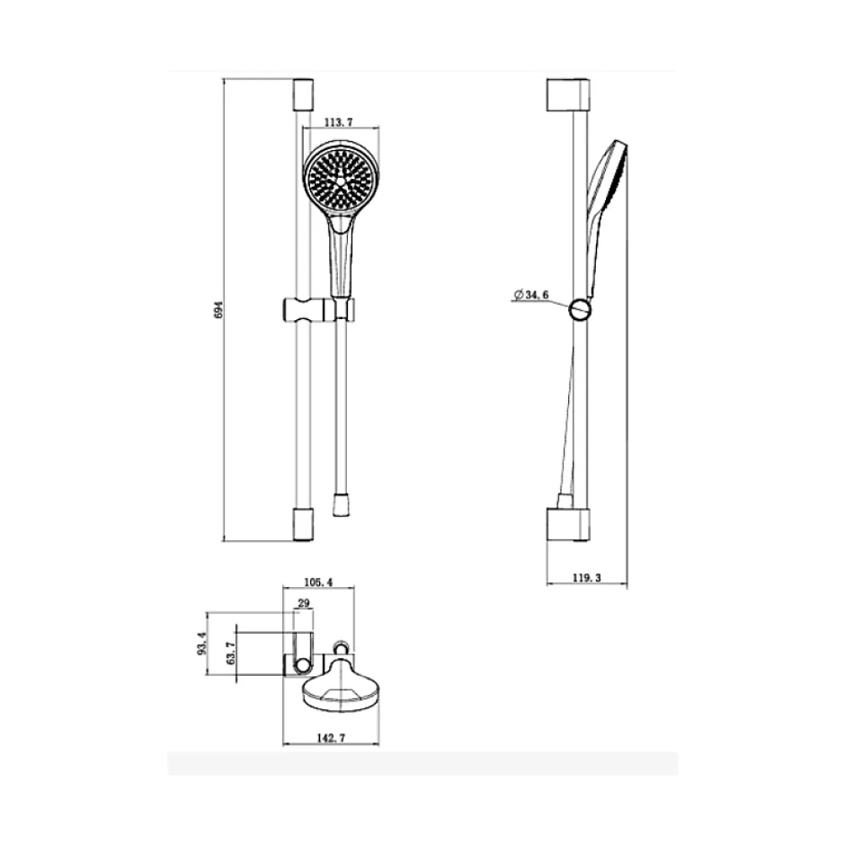 Villeroy & Boch Ensemble de douche 3 jets VILLEROY ET BOCH Verve Showers Or brossé