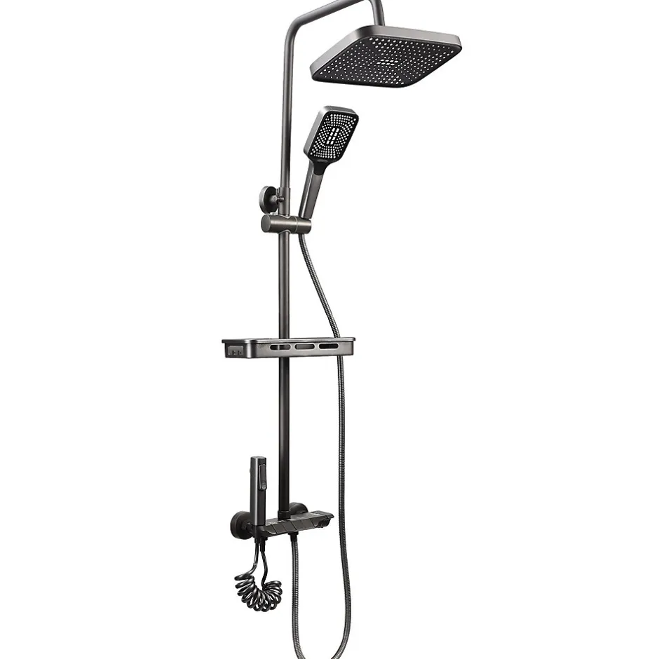 ProximaX Ensemble de douche avec mitigeur monocommande, barre de douche réglable et pommeau carré avec robinet* Pommeau De Douche, Flexible Et Barre De Douche