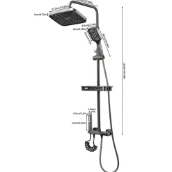 ProximaX Ensemble de douche avec mitigeur monocommande, barre de douche réglable et pommeau carré avec robinet* Pommeau De Douche, Flexible Et Barre De Douche