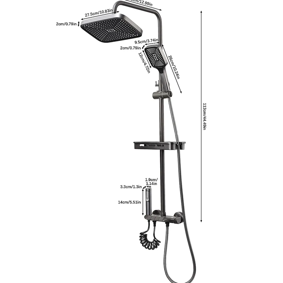 ProximaX Ensemble de douche avec mitigeur monocommande, barre de douche réglable et pommeau carré avec robinet* Pommeau De Douche, Flexible Et Barre De Douche