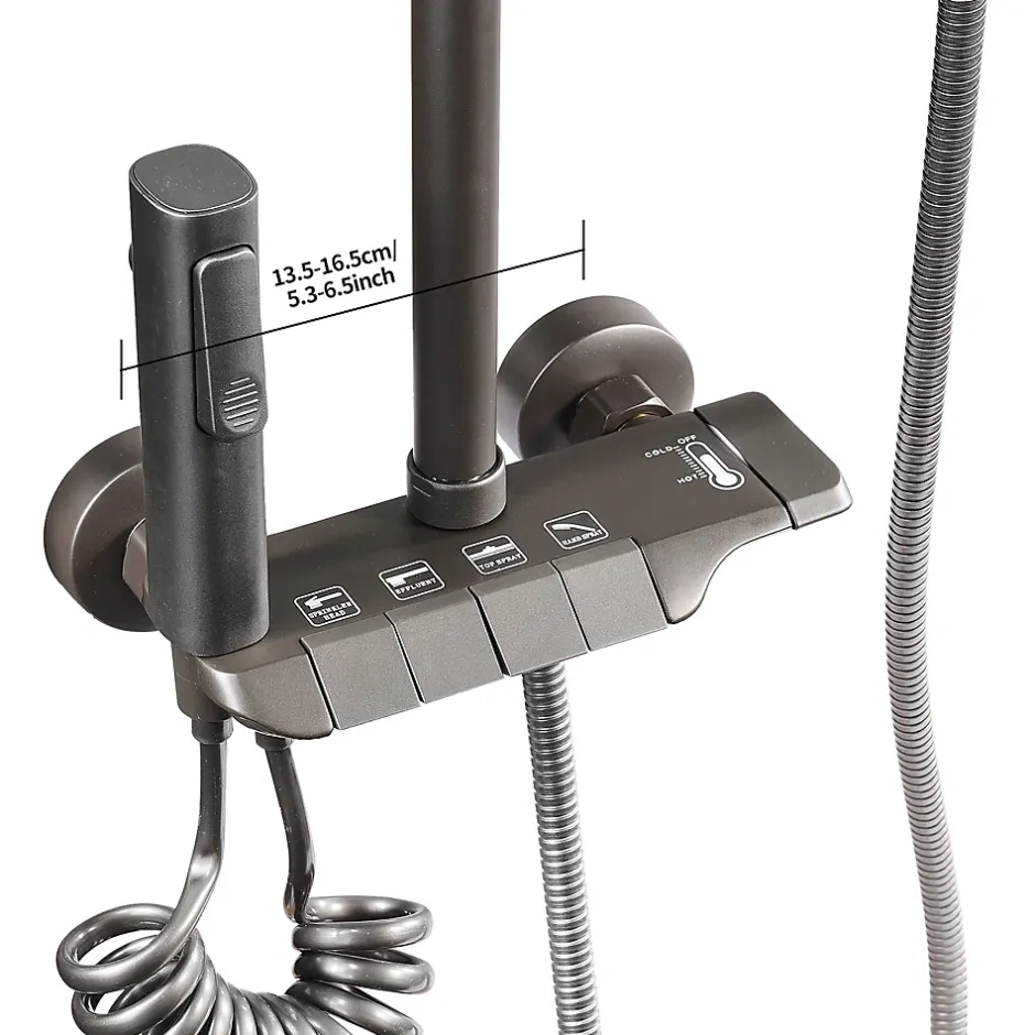 ProximaX Ensemble de douche avec mitigeur monocommande, barre de douche réglable et pommeau carré avec robinet* Pommeau De Douche, Flexible Et Barre De Douche