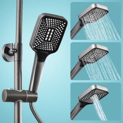 ProximaX Ensemble de douche avec mitigeur monocommande, barre de douche réglable et pommeau carré avec robinet* Pommeau De Douche, Flexible Et Barre De Douche