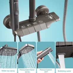ProximaX Ensemble de douche avec mitigeur monocommande, barre de douche réglable et pommeau carré avec robinet* Pommeau De Douche, Flexible Et Barre De Douche