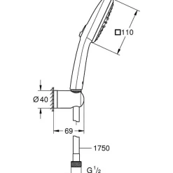 Grohe Ensemble de douche avec pommeau 2 jets, support et flexible - Vitalio Comfort 110 263992431 - Sélection facile -Economie