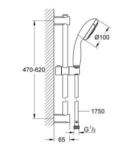 Grohe Ensemble de douche chromé Vitalio Start 100