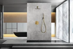 Imex Products Ensemble de douche CURVED à encastrer - Thermostatique Or brosséChroméNoir matCanon de fusilOr brosséOr rose brossé Ensemble enca