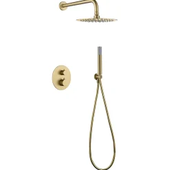 Imex Products Ensemble de douche CURVED à encastrer - Thermostatique Or brosséChroméNoir matCanon de fusilOr brosséOr rose brossé Ensemble enca