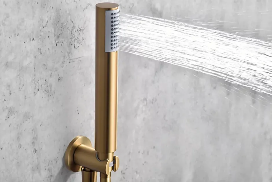 Imex Products Ensemble de douche CURVED à encastrer - Thermostatique Or brosséChroméNoir matCanon de fusilOr brosséOr rose brossé Ensemble enca