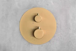 Imex Products Ensemble de douche CURVED à encastrer - Thermostatique Or brosséChroméNoir matCanon de fusilOr brosséOr rose brossé Ensemble enca