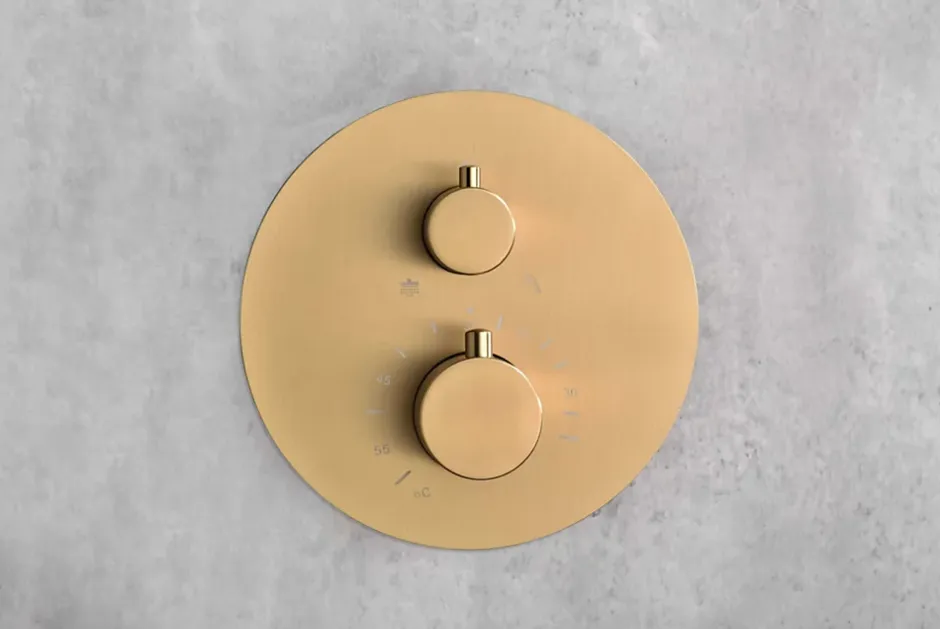 Imex Products Ensemble de douche CURVED à encastrer - Thermostatique Or brosséChroméNoir matCanon de fusilOr brosséOr rose brossé Ensemble enca
