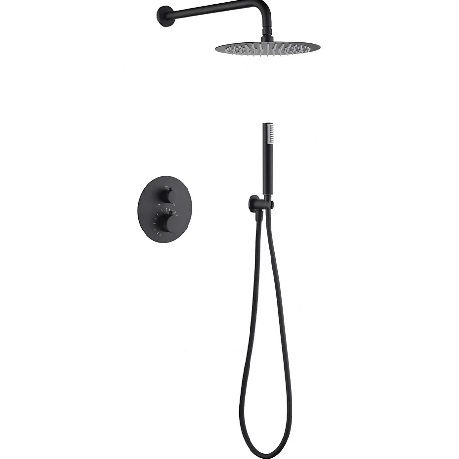 Imex Products Ensemble de douche CURVED à encastrer - Thermostatique Or brosséChroméNoir matCanon de fusilOr brosséOr rose brossé Ensemble enca