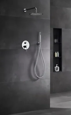 Imex Products Ensemble de douche CURVED à encastrer - mitigeur monocommande Chromé BrillantChroméNoir matCanon de fusilOr brosséOr rose brossé
