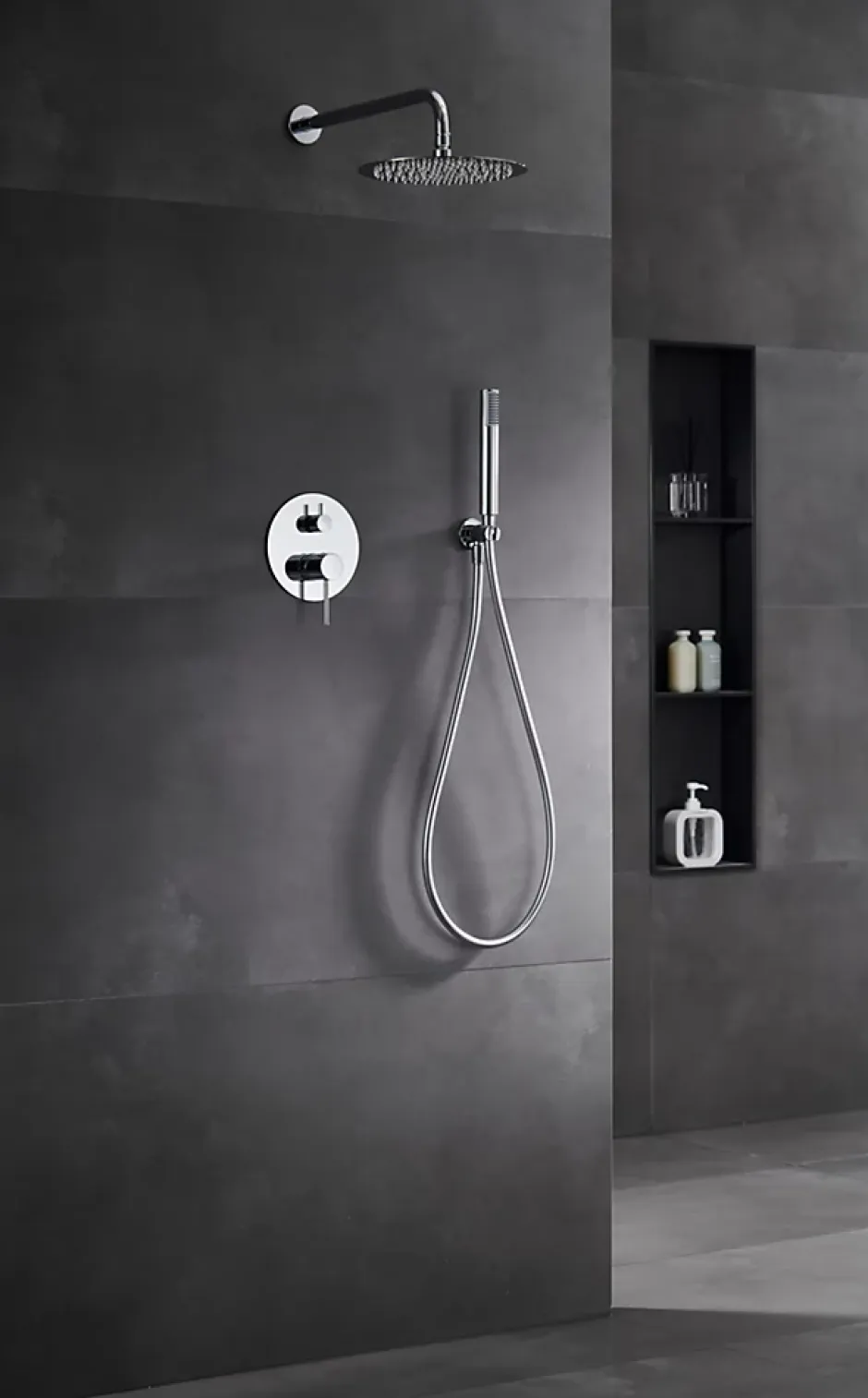 Imex Products Ensemble de douche CURVED à encastrer - mitigeur monocommande Chromé BrillantChroméNoir matCanon de fusilOr brosséOr rose brossé