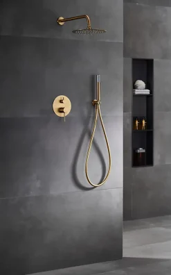 Imex Products Ensemble de douche CURVED à encastrer - mitigeur monocommande Or brosséChroméNoir matCanon de fusilOr brosséOr rose brossé Ensemb* Colonne De Douche Encastrable
