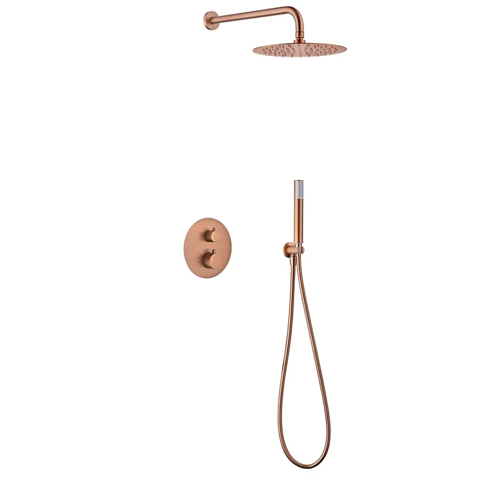 Imex Products Ensemble de douche CURVED à encastrer - Thermostatique Or rose brosséChroméNoir matCanon de fusilOr brosséOr rose brossé Ensemble