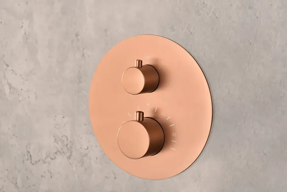 Imex Products Ensemble de douche CURVED à encastrer - Thermostatique Or rose brosséChroméNoir matCanon de fusilOr brosséOr rose brossé Ensemble
