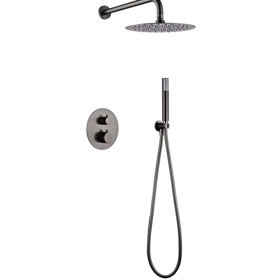 Imex Products Ensemble de douche CURVED à encastrer - Thermostatique Or rose brosséChroméNoir matCanon de fusilOr brosséOr rose brossé Ensemble