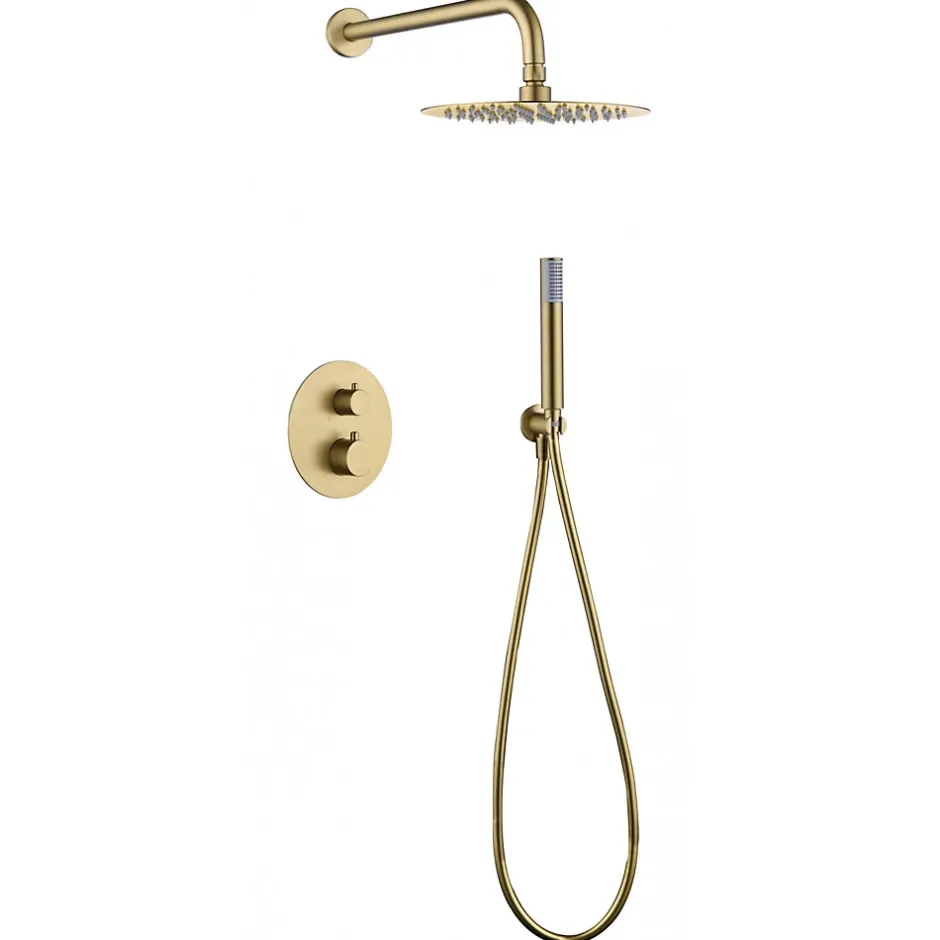 Imex Products Ensemble de douche CURVED à encastrer - Thermostatique Or rose brosséChroméNoir matCanon de fusilOr brosséOr rose brossé Ensemble