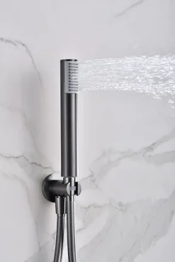 Imex Products Ensemble de douche CURVED à encastrer - mitigeur monocommande Canon de fusilChroméNoir matCanon de fusilOr brosséOr rose brossé E* Colonne De Douche Encastrable