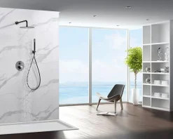 Imex Products Ensemble de douche CURVED à encastrer - Thermostatique Canon de fusilChroméNoir matCanon de fusilOr brosséOr rose brossé Ensemble* Colonne De Douche Encastrable