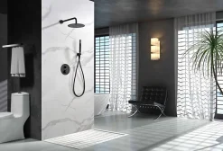 Imex Products Ensemble de douche CURVED à encastrer - Thermostatique Noir (mat)ChroméNoir matCanon de fusilOr brosséOr rose brossé Ensemble enc