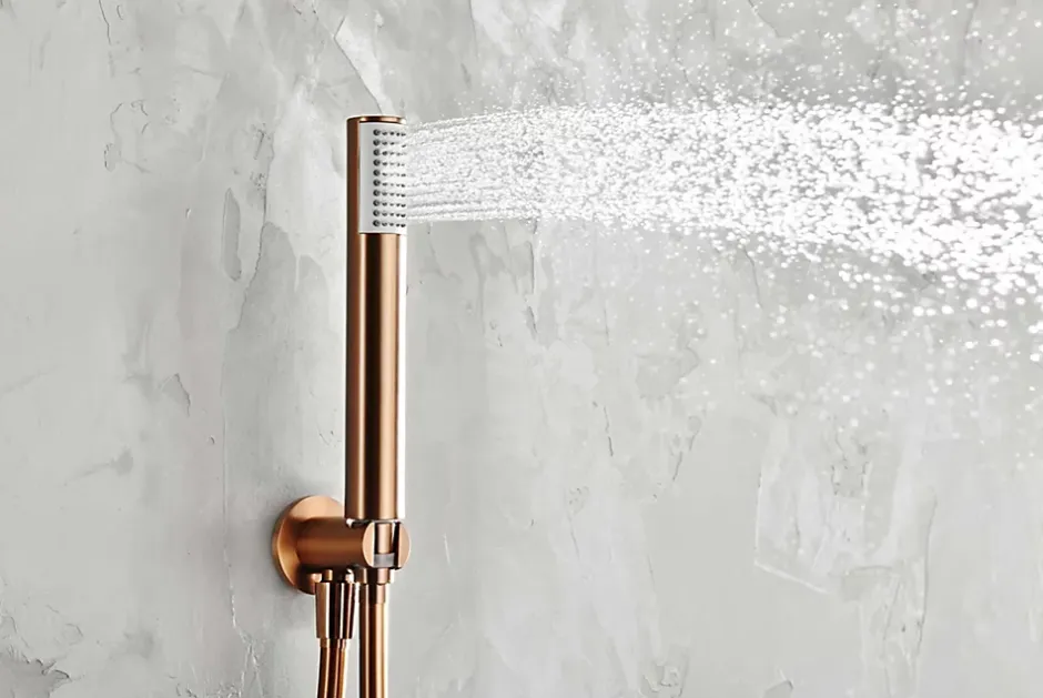Imex Products Ensemble de douche CURVED à encastrer - mitigeur monocommande Or rose brosséChroméNoir matCanon de fusilOr brosséOr rose brossé E