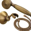 Deko Ensemble de douche en laiton antique avec support de douche et flexible de douche de 1,5 m (ensemble de douche antique)