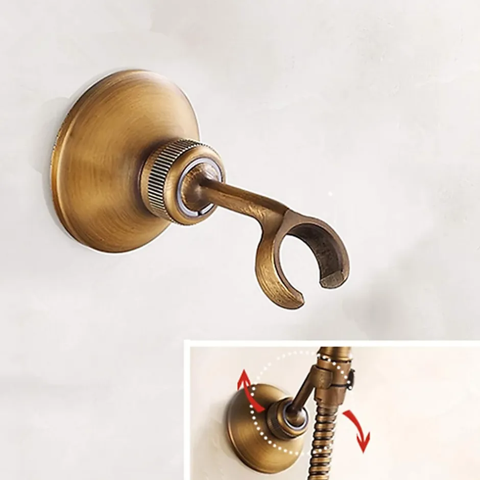 Deko Ensemble de douche en laiton antique avec support de douche et flexible de douche de 1,5 m (ensemble de douche antique)