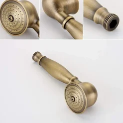Deko Ensemble de douche en laiton antique avec support de douche et flexible de douche de 1,5 m (ensemble de douche antique)