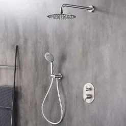 Poalgi Ensemble de douche encastré mécanique 2 voies SKY BATH nickel brossé Inox S304 série SOUL