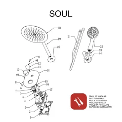 Poalgi Ensemble de douche encastré mécanique 2 voies SKY BATH nickel brossé Inox S304 série SOUL