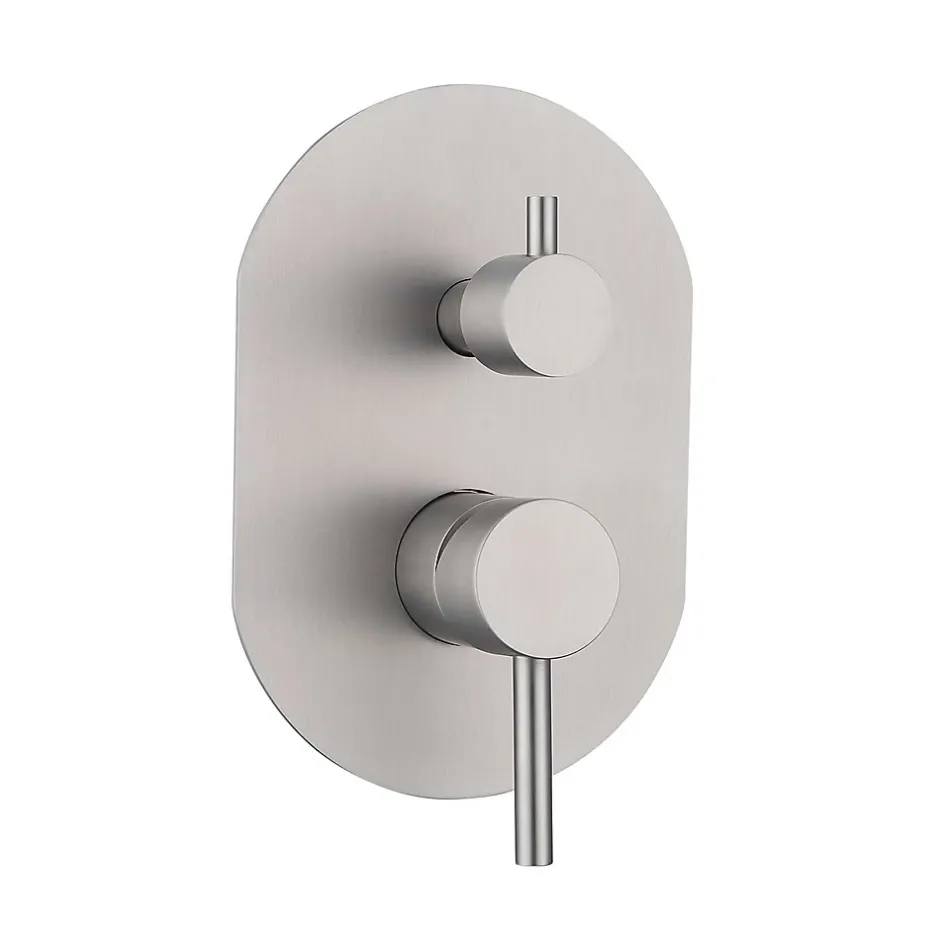 Poalgi Ensemble de douche encastré mécanique 2 voies SKY BATH nickel brossé Inox S304 série SOUL