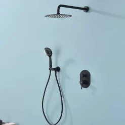 Poalgi Ensemble de douche encastré mécanique 2 voies SKY BATH noir mat PVD Inox S304 série SOUL
