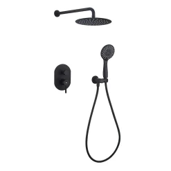 Poalgi Ensemble de douche encastré mécanique 2 voies SKY BATH noir mat PVD Inox S304 série SOUL